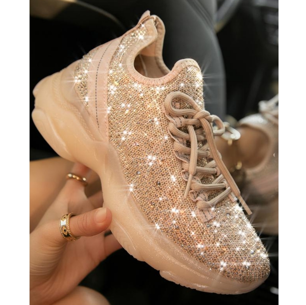 Dolls Kill Rose Gold Glitter Platform Sneakers